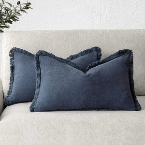 Boho Linen Fringe Pillow Cover | Soft Ramie Cotton Throw Cushion Case