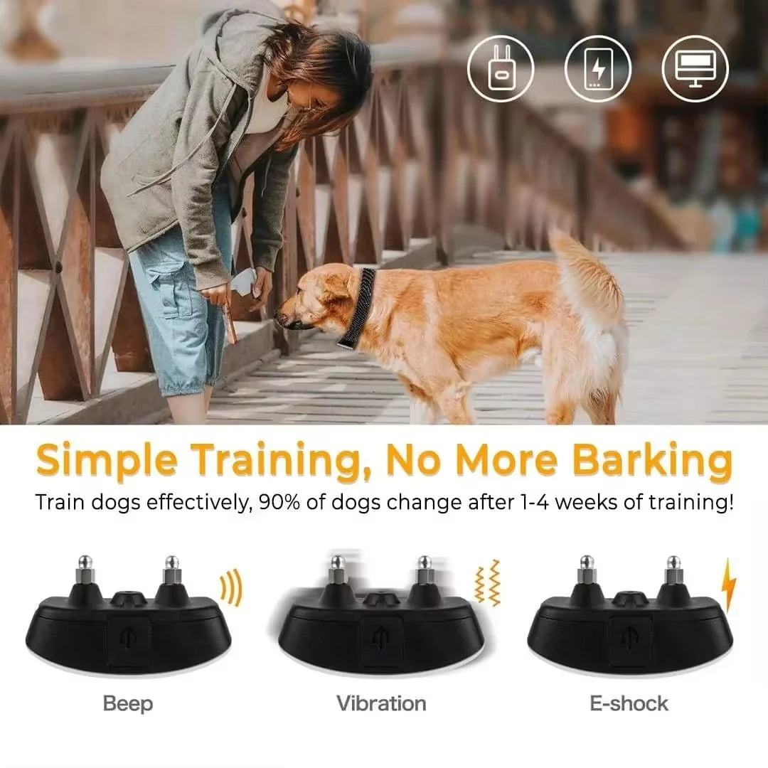Automatic No-Bark Dog Collar – Rechargeable Waterproof Anti-Barking Training Collar for All Breeds