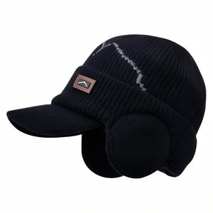 Knitted Winter Hat with Ear Flaps and Visor