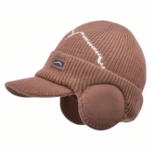 Knitted Winter Hat with Ear Flaps and Visor