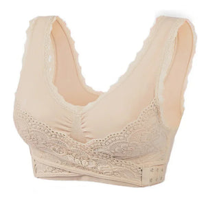 Wireless Front Cross Adjustable Side Buckle Lace Bra