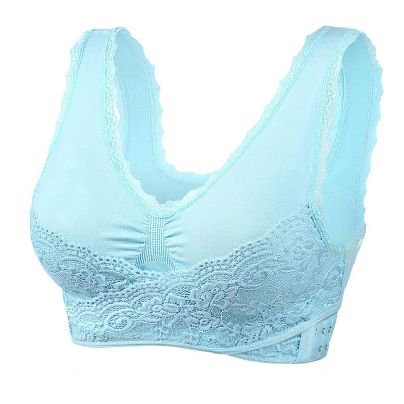 Wireless Front Cross Adjustable Side Buckle Lace Bra