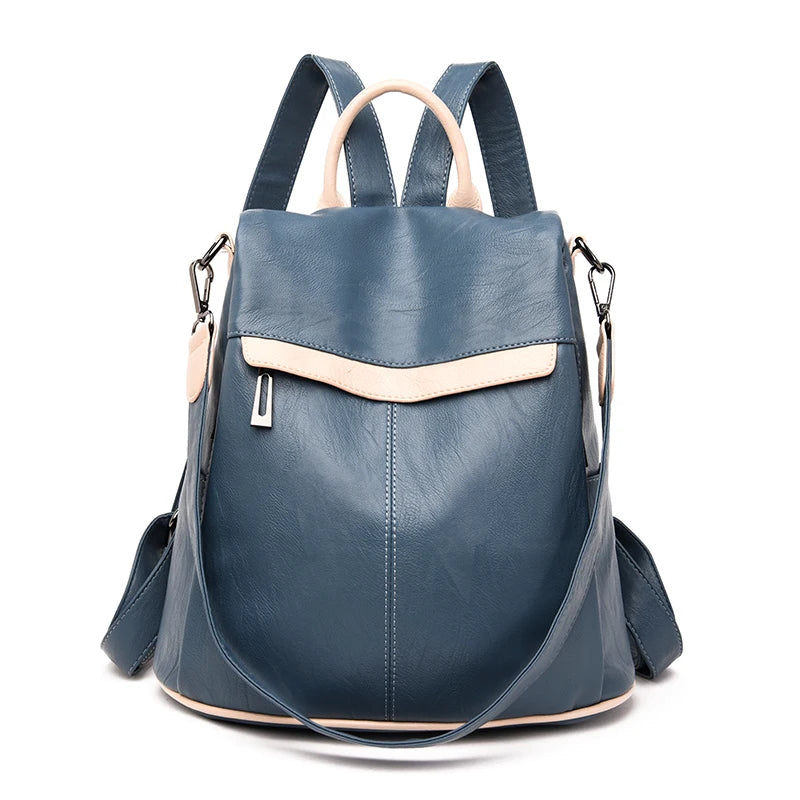 Anti-theft Women Multifunction Leather Backpack