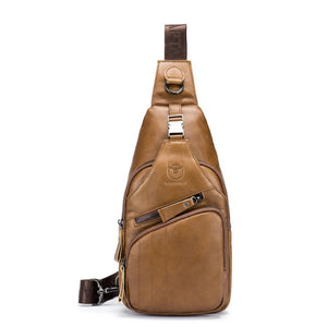 Men's leather Chest messenger bag