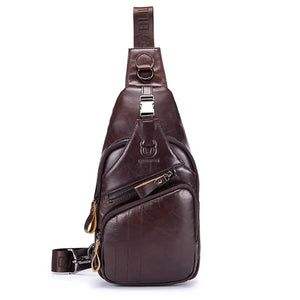 Men's leather Chest messenger bag