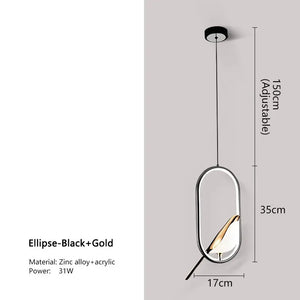 Black Nordic Magpie Bird LED Pendant Lamp – Stylish Indoor Chandelier for Kitchen and Bedroom Lighting