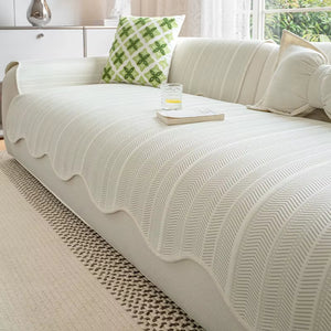 Aurivelle Herringbone Scallop Edge Sofa Cover