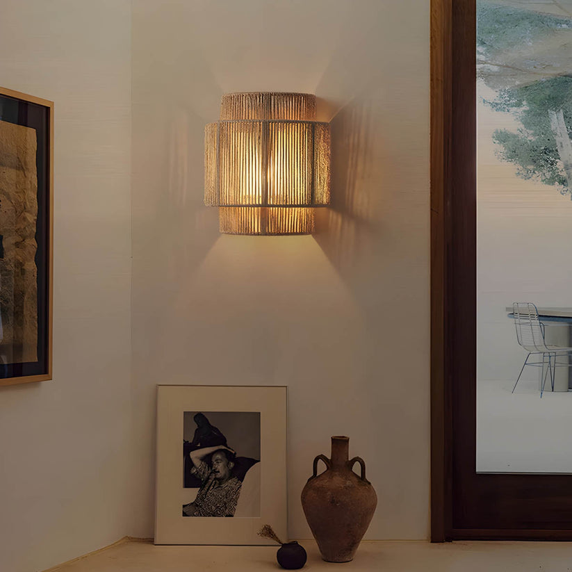 Modern Wall Light with Woven Hemp Rope Design