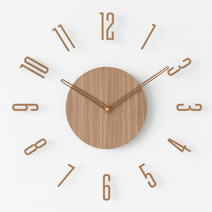 Scandinavian Stylish Solid Wood Wall Clock 14 inch