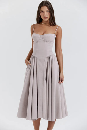 Sleeveless midi dress with corset fit - Attractive fit