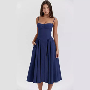 Sleeveless midi dress with corset fit - Attractive fit