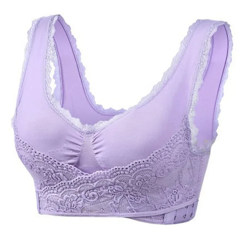 Wireless Front Cross Adjustable Side Buckle Lace Bra