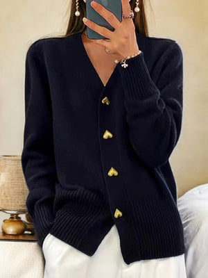 Annie Women's Knit Cardigan - Warm Wool Cardigan with Buttons for Autumn and Winter