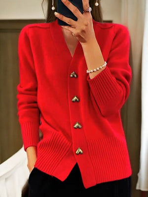 Annie Women's Knit Cardigan - Warm Wool Cardigan with Buttons for Autumn and Winter