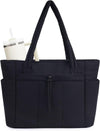 Quilted Tote Bag with Tumbler Holder and Padded Laptop Sleeve