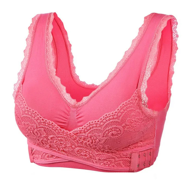 Wireless Front Cross Adjustable Side Buckle Lace Bra