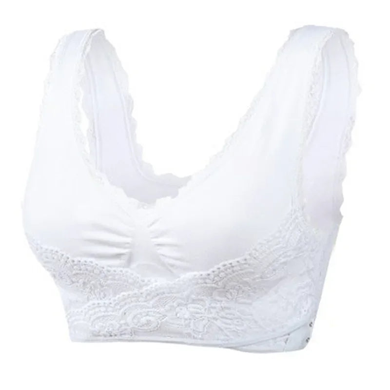 Wireless Front Cross Adjustable Side Buckle Lace Bra