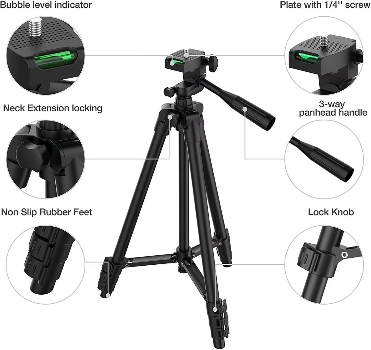 Extendable Phone Tripod with Bluetooth Remote - Versatile Selfie Stick & Stand